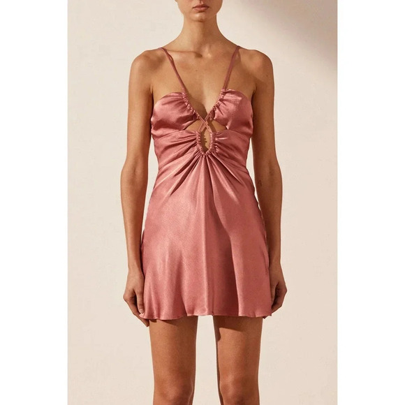 Shona Joy Angelica Keyhole Lace Front Mini Dress Rouge Size 10 NWT - Picture 1 of 14